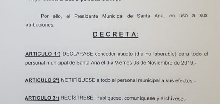 ASUETO MUNICIPAL