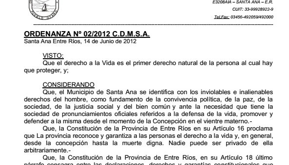 ORDENANZA PRO-VIDA